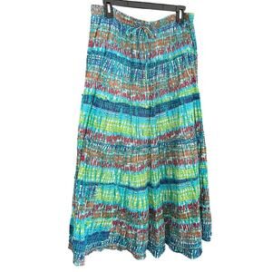 Kim Rogers Women's Tiered Festival Boho Hippie Gypsy Skirt  Large 100% Cotton